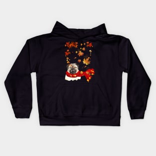 Maple Leaf Pug Fall Hello Autumn Gift Kids Hoodie